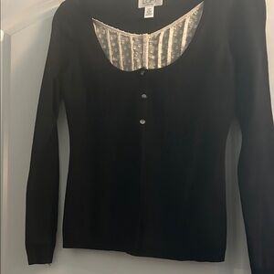 LOFT Black Button-Down Long Sleeve Top with matching skirt